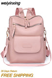 weiyinxing Leather Backpack Women Solid Color Fashion Trend Casual Large Capacity Ladies Travel Bag School Backpack for Teenage Girls