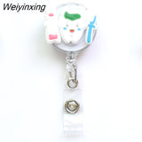 Weiyinxing 1 Piece High Quality Silicone Retractable Doctor Nurse Badge Holder Reel Cute Cartoon ID Card Holder Keychains