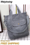 Weiyinxing Crossbody Bag Korean Version Corduroy Student HandBag Large Capacity Literature Art Retro Simple Striped Velvet Handbag