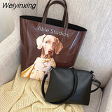 Weiyinxing Fashion Large Totes Women Bags Designer Women's Shoulder Bag Crossbody Bags For Women 2023 Composite Bag Dog Printing