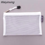Weiyinxing Pcs Transparent Grid Zipper Pen Bag Pencil Case Storage Package For Girls Korean Stationery School Supplies School Student