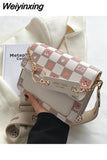 Weiyinxing Ladies Luxury Tiger Plaid Shoulder Bag 2023 Summer Fashion Broadband Contrast Color Crossbody Bags for Women Free Shipping