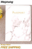 Weiyinxing Women Men Passport Cover Pu Leather Marble Style Travel ID Credit Card Passport Holder Packet Wallet Purse Bags Pouch