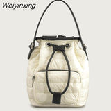 Weiyinxing Nylon Padded Bucket Bag Designer Quilted Women Shoulder Bags Luxury Down Cotton Lady Handbags Casual Winter Tote Bag New