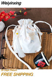 Weiyinxing Crossbody Bag 2023 Ancient Customs Canvas Hanfu Small Bag Chinese Style Embroidery Cross Body One Shoulder Bag Retro Tassels