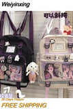 Weiyinxing Harajuku Girl Student Backpack Female College Style Lovely Korean Retro Fashion Schoolbag Large Capacity Messenger Bag