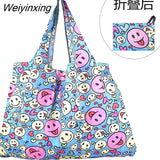 Weiyinxing Reusable Grocery Shopping Bag Ladies Tote 50lb Fashion Pocket Shoulder Bag Foldable Eco Bag Washable