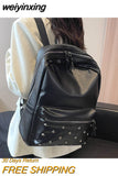 weiyinxing Designer Soft Pu Leather Women Backpack Large School Bags for Teenage Girls Ladies Shoulder Bags With Rivet Mochila Feminina