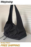Weiyinxing Women Bag New Nylon Bucket Fashion Solid Zipper SOFT Shoulder Bag Purses and Handbags Luxury Designer Black Tote Bag сумка