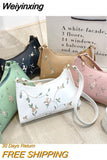 Weiyinxing One Shoulder Bag Retro Embroidery Small HandBag Solid Color Women's Subaxillary Bag Simple Fashion Sweet Delicate Texture