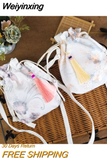 Weiyinxing Crossbody Bag 2023 Ancient Customs Canvas Hanfu Small Bag Chinese Style Embroidery Cross Body One Shoulder Bag Retro Tassels