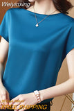 Weiyinxing Short Sleeve Blouse Women Blusas Mujer De Moda 2023 Verano Casual O-Neck Chiffon Blouse Shirt Women Tops Blouses E850