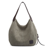 Weiyinxing Canvas Bag Women's Bag Fashion Versatile Art Simple Korean Version One Shoulder Handbag Multi-Layer Leisure Bag