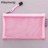 Weiyinxing Pcs Transparent Grid Zipper Pen Bag Pencil Case Storage Package For Girls Korean Stationery School Supplies School Student