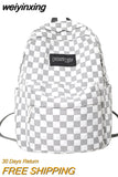 weiyinxing New Plaid Women Backpack Kawaii Girl Nylon Travel Bag Fashion Waterproof Bookbag College Students Cool Schoolbag Mochilas
