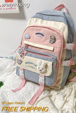 weiyinxing Fashion Kawaii Schoolbag for Teenage Waterproof Nylon Girls Bagpack Women Laptop Backpack Travel Bag Black Bookbag