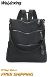 Weiyinxing Black Nylon Women Backpack Female Simple Pattern Travel Bag High Quality Schoolbag For Teenage Girls Book Knapsack