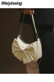 Weiyinxing Luxury Pearl Bow Shoulder Bag 2023 Summer Fashion Versatile Chain Crossbody Bag for Women Purses and Handbags