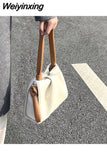 Weiyinxing Pleated Luxury Women Handbag for Girls Contrast Color Fashion Shoulder Bags 2023 Designer Elegant Ladies Bucket Bag Bolsas