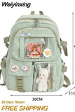 Weiyinxing Aesthetic Women Backpack School Bag for Teen Girls Japanese Korean Rucksack Student Bookbags with Cute Accessor Mochila 0409
