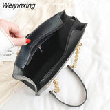 Weiyinxing Black Women's Bags Big capacity Printing Tote Bag Lady Handbags Women's Shoulder Bag Chains Bag 2023 Luxury Bag Designer