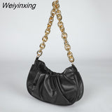 Weiyinxing Bag Women's 2023 New Underarm Bag Solid Color Pleated Bag Cloud Single Shoulder Messenger Bag Texture Handbag for Women