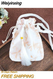 Weiyinxing Crossbody Bag 2023 Ancient Customs Canvas Hanfu Small Bag Chinese Style Embroidery Cross Body One Shoulder Bag Retro Tassels
