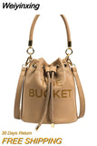 Weiyinxing The Bucket Bags for Women 2023 New Luxury Designer Vintage Small Women Shoulder Crossbody Bags Pu Leather Handbags