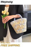 Weiyinxing Capacity Straw Woven Bucket Handbag For Women Cute Luxury Design New Purse Summer Holiday 2023 Casual Trendy Ladies Wallet