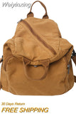Weiyinxing Canvas Vintage Backpack Fashion Women Laptop Bags Brown Trendy Lady Small Backpack Girl Travel School Bag College Student