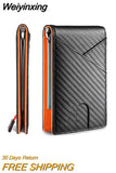 Weiyinxing Men's Wallet Money Clip Carbon Fiber Card Holder Wallet RFID Slim Money Clips Money Bags Cover Cartera Hombre