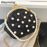 Weiyinxing Frame Luxury Party Woman Corssbody Bags Top Brand Ladys Evening Clutch Purse Fashion Pearled Clip Bag Female Shoulder Bag