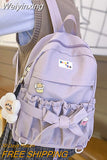Weiyinxing Girl Waterproof Cute Bow School Bag Trendy Ladies Cotton Backpack Women Kawaii Backpack Travel Female Laptop College Bag