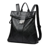 Weiyinxing Women 2024 New Fashion Soft Leather Spliced Backpack Women's Korean Version Of Lock Buckle Backpack Handbag