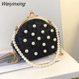 Weiyinxing Frame Luxury Party Woman Corssbody Bags Top Brand Ladys Evening Clutch Purse Fashion Pearled Clip Bag Female Shoulder Bag