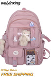 weiyinxing High School Girls Backpack Waterproof Multi Pockets For Teenage Harajuku Kawaii Black Women Cute Mochila SchoolBags