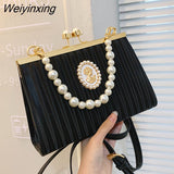 Weiyinxing evening bag with pearls elegant bags for women banquet fashion handbags for women luxury designer lady crossbody bags