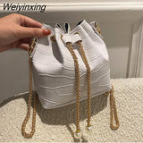 Weiyinxing Lacquer Simple Portable Bucket Bag 2023 Fashion Trend Personality Drawstring One-shoulder Messenger Women's Bag