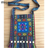 Weiyinxing Hmong Tribal Ethnic Thai Indian Boho Shoulder Bag Message Bag for Women Embroidery Tapestry Tote Messenger