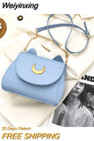 Weiyinxing Autumn Sailor Moon Ladies Handbag Cat Shape Chain Women Shoulder Bag PU Leather Bag Women Tote Bag Crossbody Leather Wallet