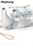 Weiyinxing Lolita Bow Lace Shoulder Bag for Girl Pearl Jk Kawaii 2023 New Trend Purse Japan Style Gentle Female Designer Crossbody Bag