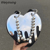 Weiyinxing Design Diablo Y2K Heart Chain New Silver Mirror Niche Shoulder Bag Underarm Bag Fashion Women Bag Side Bag for Ladies