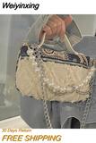 Weiyinxing Flowers Women's Stitching Mini Crossbody Bag Retro Design Ladies Small Shoulder Bags Female Girls Clutch Purse Handbags