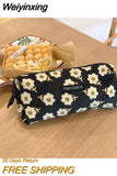 Weiyinxing Flower Women's Cosmetic Bags Simple Portable Teenager Girls Zipper Pencil Case Storage Bag Clutch Purse Wallet Handbags