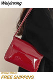 Weiyinxing Bag Red Patent Leather Women's Shoulder Bag Fashion Ladies Small Square Purses and Handbags Simple Female Crossbody Bags