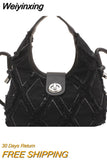 Weiyinxing Denim Shoulder Bag for Women Half Moon Hobos Ladies Small Purse Messenger Bags Fashion Tassel Female Clutch Handbags
