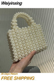 Weiyinxing Women Pearl Handmade Beaded Totes Evening Bags Clutch Wallet Magic Handbags Ladies Wedding Bridal Handbag Party Purse Bag