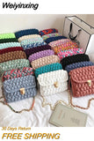 Weiyinxing A Main Femme Bags for Women Hand Woven Bag Strip Thread Hook Knitted Women's Casual Shoulder Bag Crossbody Bag Clutch Bag 0409