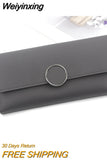Weiyinxing Wallets Ladies Casual Simple New Women's Clutches Long Tri-fold Wallets Documents Coin Purses Card Holders Solid Color