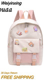 Weiyinxing Girls Nylon Backpack INS Fashion Waterproof Backpack Teenager Cute Student School Bag Lady Large Capacity Simple Travel Bag